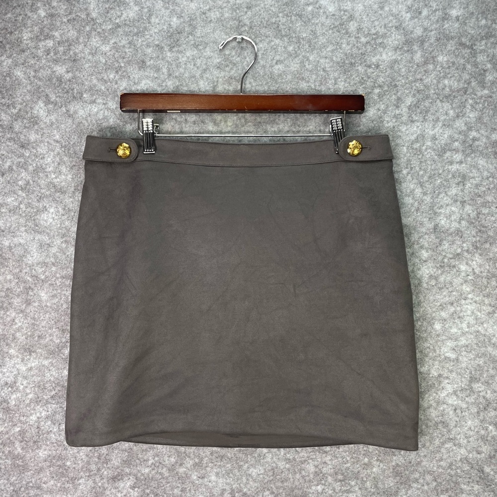 White House Black Market Skirt Womens 10 Gray Faux Suede Lined Mini Pencil.